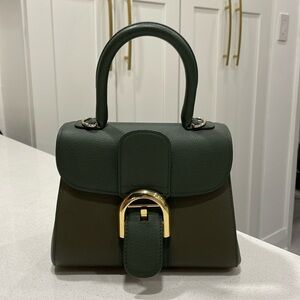 Delvaux Mini Brillant Green Tri Color Sellier Calfskin Leather Bag